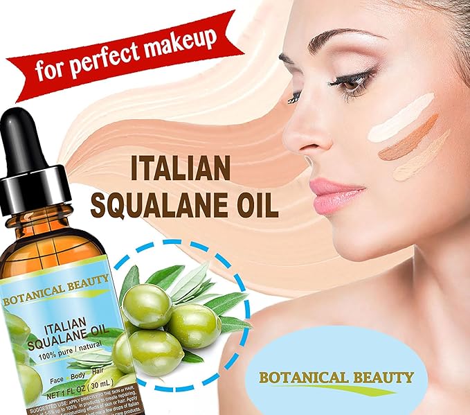 SQUALANE Italian Olive. 100% Pure Natural Undiluted Oil. 1 fl.oz- 30ml. 100% Ultra-Pure Moisturizer for Face, Skin, Body, Hair. Reliable 24/7 Skincare Protection