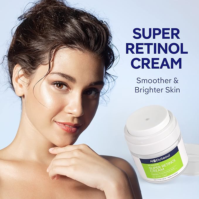Retinol Cream for Face Korean Skincare: Anti-Aging Collagen Peptides & Hyaluronic Acid Face Cream for Women, 1.7 oz.