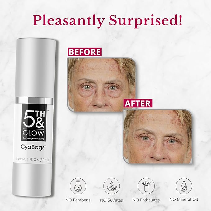 5th & Glow Cyabags Line Smoother, Instant Eye Puffiness Reducer, Reduce Fine Lines, Wrinkles, and Under Eye Bags, 1 oz