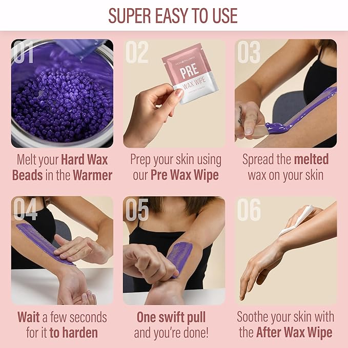 Tress Wellness Waxing Kit for Sensitive Skin – Safe for Face & Skin, Prep & Aftercare Spray, Easy to Use – At-Home Kit for Face, Bikini, Brazilian & Full Body - Pink, No Display