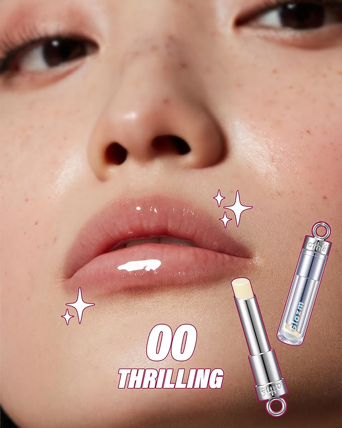 ATHE Glazm Lipbalm Stick - Vegan Glow Korean Lip Balm - Plumping, Volumizing & Highly Pigmented Lipstick - Soft Melting, Buildable Formula - Plant-Derived, Cruelty-Free, 0.12oz. (00 Thrilling)