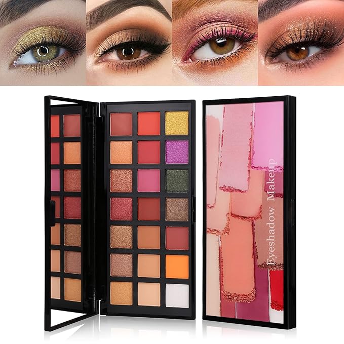 Matte Eyeshadow Palette, Nude Eyeshadow Palette Makeup Set, Matte Shimmer High Pigmented Blending Powder Velvet Texture Eye Shadow Kit