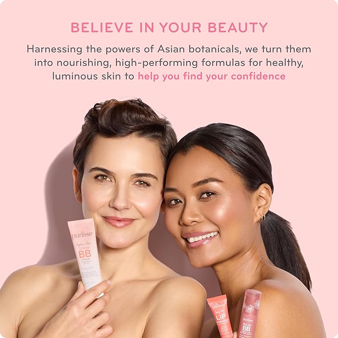 pūrlisse Perfect Glow BB Cream with SPF 30 - Matte Meets Dewy Finish - Enriched with Goji & Hawthorn Berry to Help Improve Skin Texture & Radiance - Light (1.4 oz)