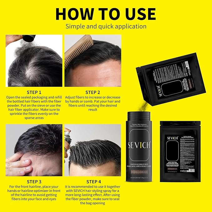 SEVICH Hair Fibers Refill 100g - Compatible with Most Brand Bottles | Hair Building Fibers for Thinning Hair | Instant Thickening Powder for Men & Women | 5-Second Natural Coverage,Light Brown