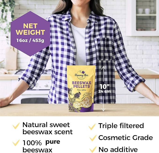 Trifecta Living Co.'s Beeswax Pellets - 100% Pure Bees Wax Perfect for DIY Candles, Skincare, and More! Discover The Creative Possibilities with Our Versatile, Pure Beeswax Pellets!