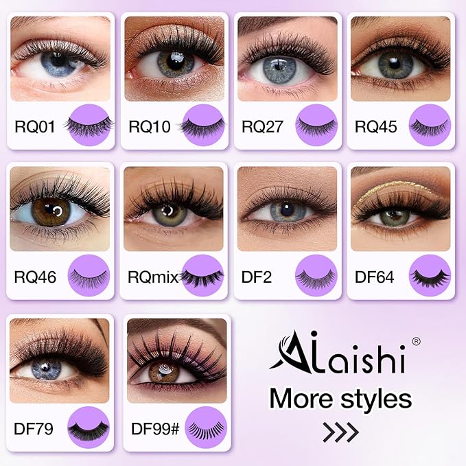 Wispy False Eyelashes Kit With Bond, Seal and Tweezer, 7 Pairs Natural Look Fake Cat Eye Lashes Strips Thin Band Extensions Waterproof Easy Eyelashes for Beginners DF2