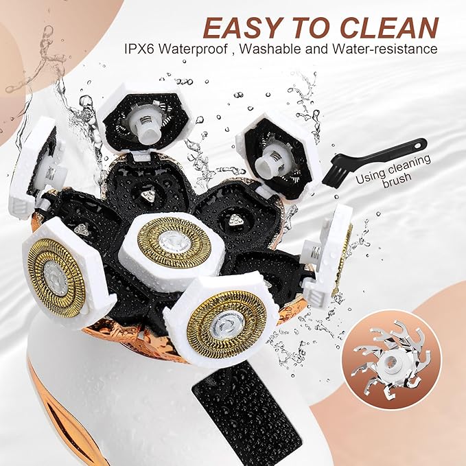 2-in-1 Electric Razors for Women, Wet/Dry 7D Rechargeable Rotary Shaver for Legs, Water Resistant Grooming Kit - Electric Razors for Women, Facial Hair Removal, Bikini Trimmer, Lips - Gentle Hair Remo