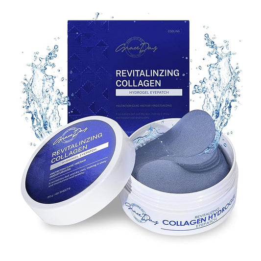 Under Eye Hydrogel Collagen Eye Patches, Anti-Wrinkle Eye Patch, Treatment for Puffy Eyes, Eye Bags, Dark Circles Under Eye, Puffiness, Eye Patch with Hyaluronic Acid and Peptides, 30 pairs