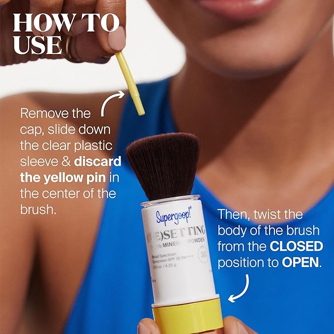 Supergoop! (Re) setting Mineral Powder, Translucent - 0.15 oz - Makeup Setting Powder + Broad Spectrum SPF 35 PA+++ Sunscreen - With Ceramides, Olive Glycerides & Coated Silica Spheres