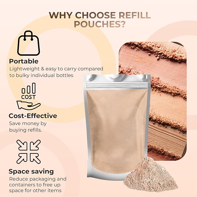 (8 Ounce Bag) (Light) Foundation Powder Refill By Sweet Face Minerals, Lightweight Mineral Loose Makeup Powder with SPF 20, Full Coverage Flawless Finish, Talc-free, Cruelty-Free, Refillable Pouch