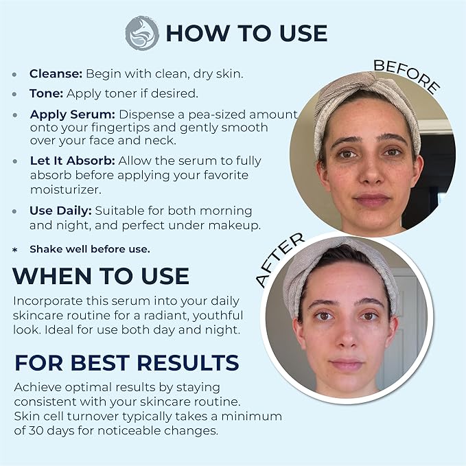 Peptides Serum for Face - Collagen Booster - Anti-Aging - Tighten Lift Hydrate & Plump All Skin Types, Reduce Fine Line & Wrinkles, All Natural Ingredients - Foxbrim Naturals (1 Fl Oz)