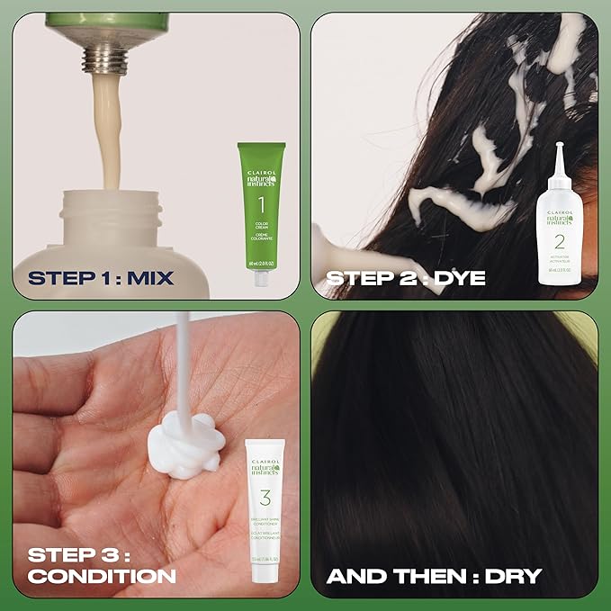 Clairol Natural Instincts Demi-Permanent Hair Dye, 4BZ Dark Bronze Brown Hair Color, Pack of 1