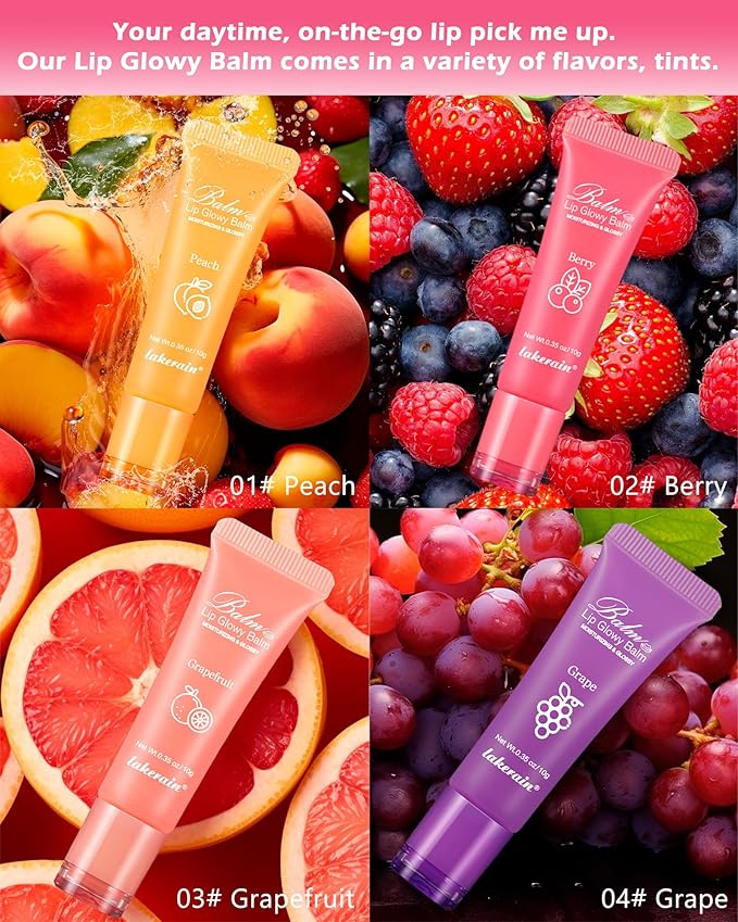 Hydrating Lip Glowy Balm, Ultra-Nourishing Lip Balm for Dry Cracked Lips, Moisturizer Lip Repair Sleeping Lip Mask, Day and Night Lip Care Therapy Treatment, Glossy Smooth Lip Butter Balm-02#Berry