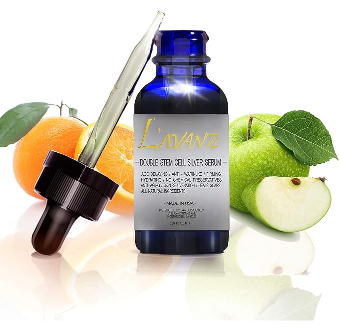 Double Stem Cell Silver Serum - Anti-aging, Anti-wrinkle and Skin Rejuvenation Treatment for Face and Neck, Scar and Acne Treatment, Moisturizer, Skin Hydration