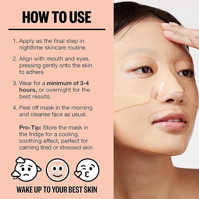 PEACE OUT Skincare Overnight Bio-Collagen Recovery Hydrating Face Mask to Calm Skin Irritation, Improves Skin Clarity with Hyaluronic Acid, 1 count