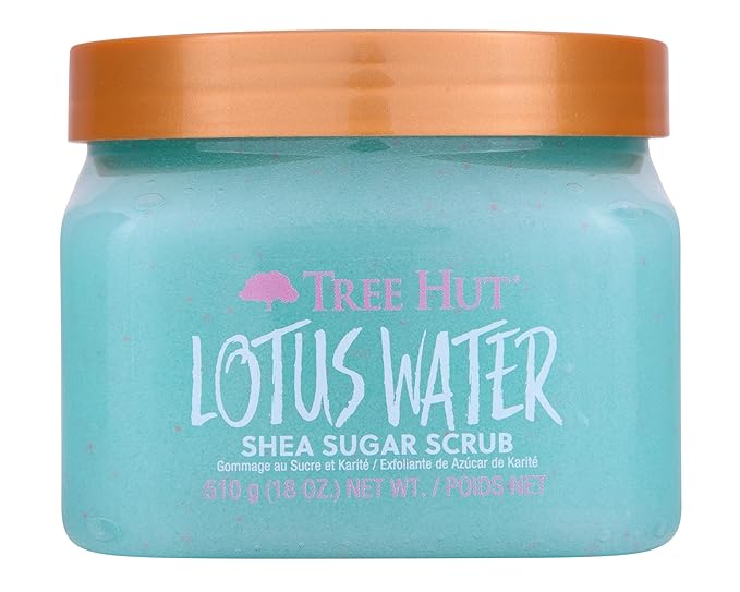 Tree Hut Lotus Water Shea Sugar Scrub | Exfoliating Body Scrub Removes Dead, Dry Skin for a Soft & Hydrated Feel | Nourishing Essential Body Care | 18 fl oz.