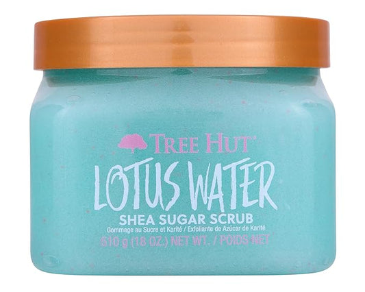 Tree Hut Lotus Water Shea Sugar Scrub | Exfoliating Body Scrub Removes Dead, Dry Skin for a Soft & Hydrated Feel | Nourishing Essential Body Care | 18 fl oz.