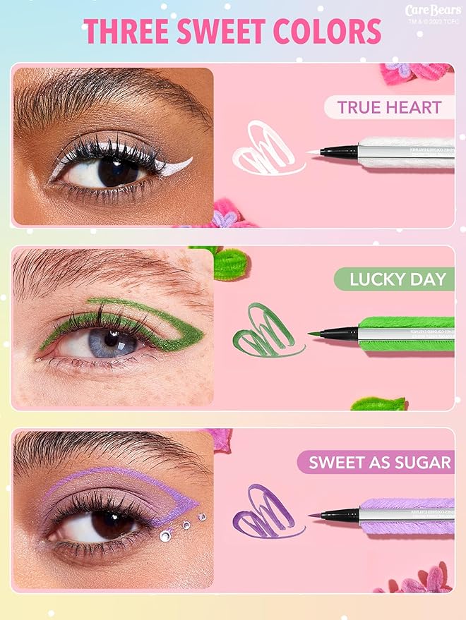 SHEGLAM X Care Bears Collection Set Vibrant Colored Eyeshadows Green White Purple Eyeliner Pink Blush Body Highlighter Liquid Lipstick Set Makeup Set