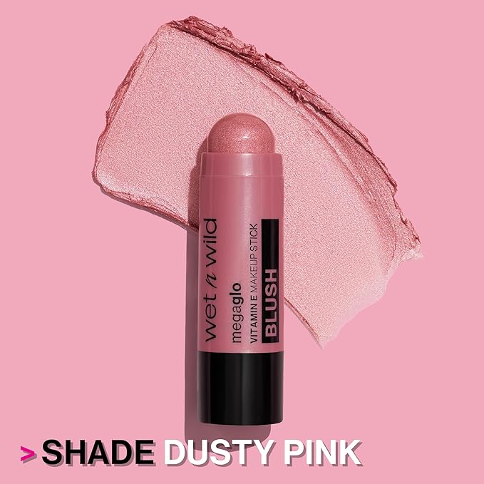 wet n wild Mega Glo Makeup Stick, Buildable Color, Versatile Use, Cruelty-Free & Vegan - Dusty Pink
