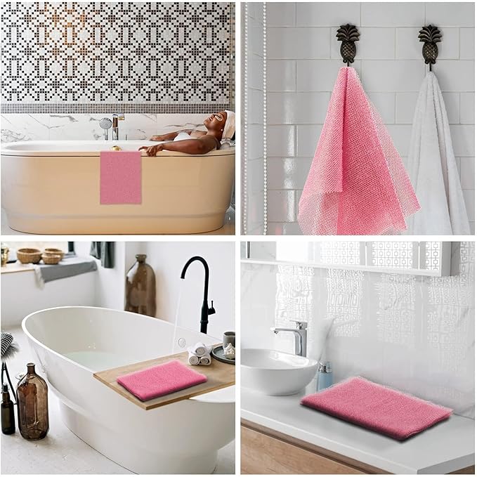 UJFQBH African Net Sponge African Net Long Net Bath Sponge Exfoliating Shower Body Scrubber Back Scrubber Skin Smoother,Great for Daily Use (Pink)