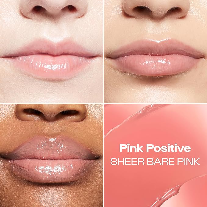 Alleyoop Glossy Lip Balm - Lip Goals, Pink Positive (Sheer Bare Pink) - Hydrating & Moisturizing Lip Care for Cracked Lips - Natural Plumping Lip Moisturizer That Smooths, Soothes, & Protects - Vegan