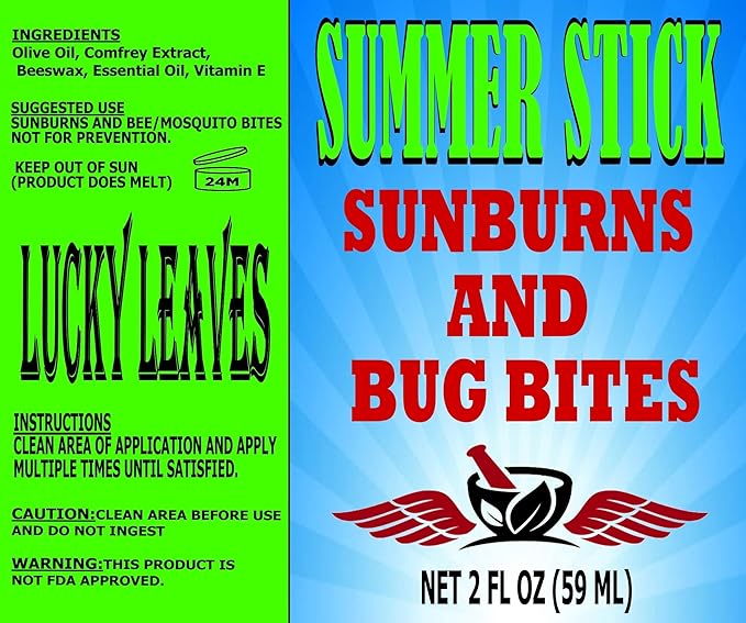 Summer Stick Balm for Sunburns and Bug Bites - Fast Acting and Soothing After Sun Skin Care 2 oz Balm
