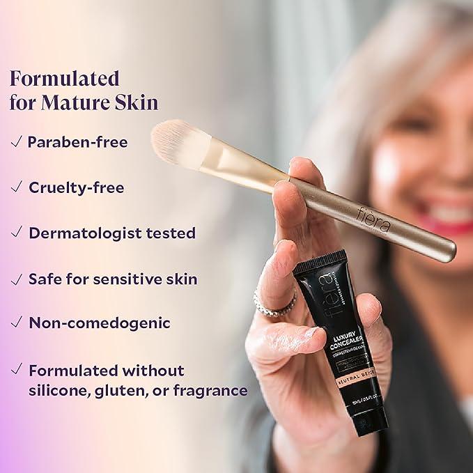 Fièra Luxury Concealer with Anti-Aging - All Day Coverage for Dark Circles, Fine Lines, Wrinkles & Spots - Sand/Sable, 0.5 Ounce