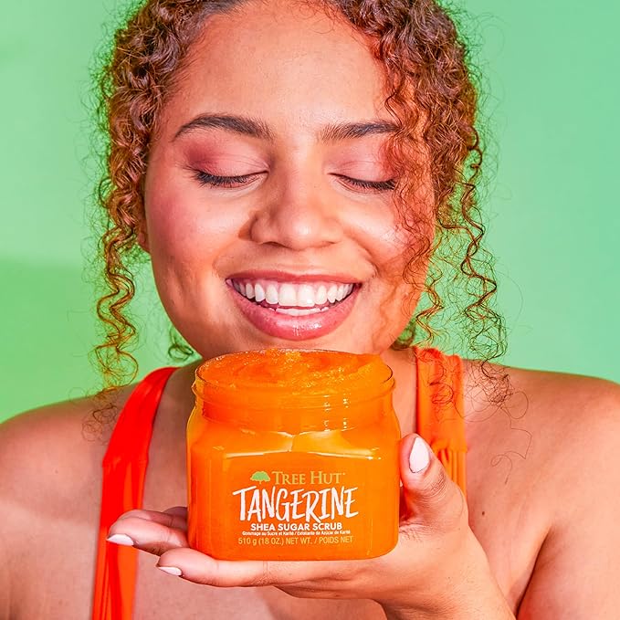 Tree Hut Tangerine Shea Sugar Scrub | Exfoliating Body Scrub Removes Dead, Dry Skin for a Soft & Hydrated Feel | Nourishing Essential Body Care | 18 fl oz.