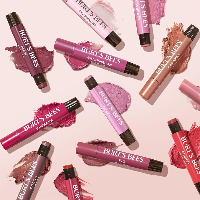 Burt's Bees Shimmer Lip Tint Set, Tinted Lip Balm Stick, Moisturizing for All Day Hydration with Natural Origin Glowy Pigmented Finish & Buildable Color, Caramel (4-Pack)