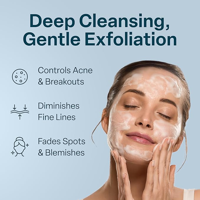 QRxLabs Glycolic Acid Face Wash – Gentle Exfoliating Gel Cleanser for Smoother Looking Skin – Helps Improve Texture & Hydration – Ideal for Blemish-Prone Skin and Ingrown Hairs – 6 oz