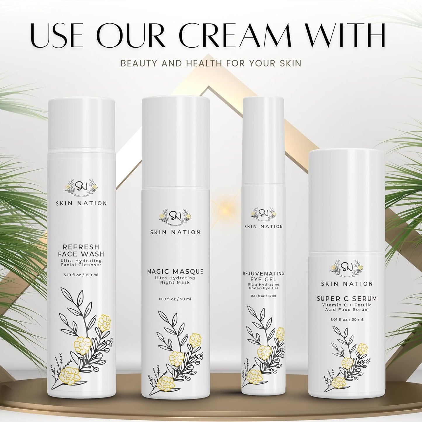 Skin Nation Renew Face Cream, Hydrating Moisturizer with Peptides, Hyaluronic Acid & Green Tea, Lightweight Plant-Based Cream for Smooth, Radiant Skin, 1.69 fl oz