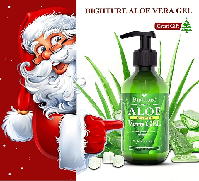 Aloe Vera Gel, 100% Aloe Vera Organic from Freshly Cut Aloe Leaves, Skin Care for Deeply & Rapidly Soothing, Firming, After Shave, Sunburn Relieve, etc