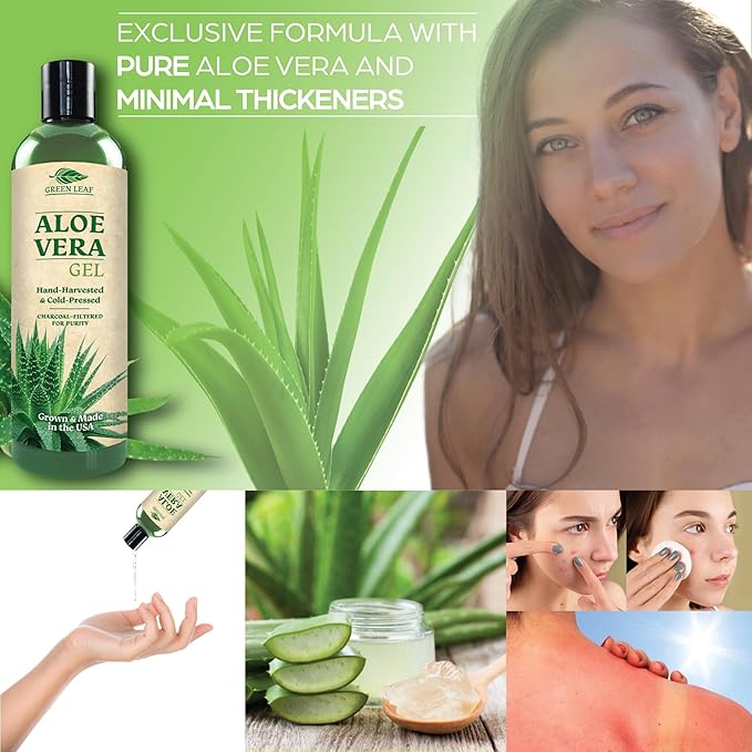 Amazing Aloe Vera Gel - Freshly Cut, 100% Pure Aloe, Premium Quality, Vegan, Unscented - Natural Sunburn Relief, After Shave, Skin, Face & Hair Care 12oz
