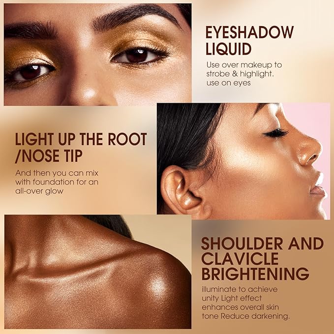 URQT Highly Pigmented Liquid Contour Highlighter - Built-in Sponge Tip Sculpted Complexion Wand Contour Natural Weightless Buildable Highlighters Contour Contouring Bronzer (#03 LIQUID GOLD)