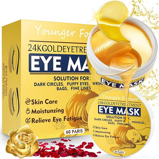 Under Eye Mask, 24 Gold Hydrating Eye Patches, Amino Acid & Collagen Eye Masks For Dark Circles And Puffiness, Women And Man Eye Bags Treatment For Face Care, Under Eye Wrinkle Patches For Skin Care