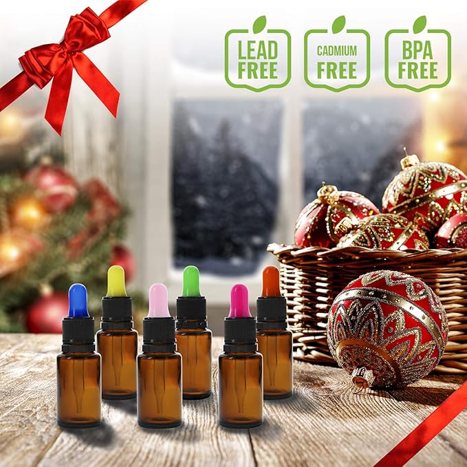 Year of Plenty Glass Eye Droppers for 10ml & 15ml Essential Oil Bottles | Set of 12 | Multicolored | Compatible with doTERRA, Young Living, Plant Therapy, Plnt Guru, Rocky Mtn, Edens Grdn