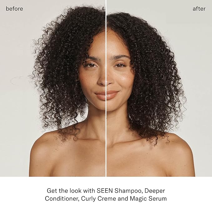 SEEN Curly Creme, Fragrance Free - Non-Comedogenic & Sulfate Free Curl Defining Styling Hair Cream- Anti Frizz- Heat Protectant- Safe for Sensitive Skin