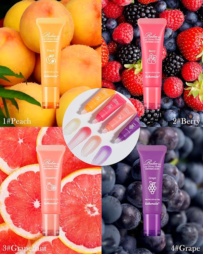 Moisturizer Lip Glowy Balm, Hydrating & Nourishing Repair Sleeping Lip Mask, Shine Glossy Finish Lip Oil, Day and Night Smooth Cracked Chapped Dry Lips, Lip Care Therapy Treatment for Women-1#Peach