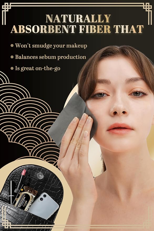 [KPOP Beauty] Makeup Friendly Oil Blotting Paper - DANABE Bamboo Charcoal Face Oil Blotting Sheets | Korean Skincare Oil Absorbing Sheets for Face (4x3.6 in.100 Large Sheets)