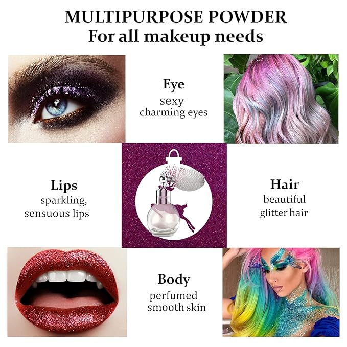 Highlighter Powder Spray, Longwear Glitter Spray for Body, Face, Hair, Shimmer Powder High Gloss Loose Powder Makeup Mist for Festive Party, Stage Shows, Nightclubs, Bar(1#Pearl White)