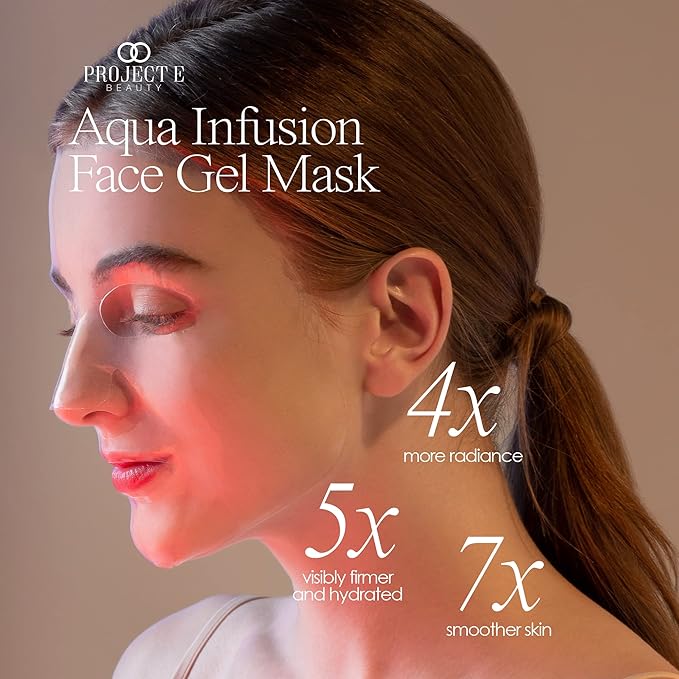 Project E Beauty Aqua Infusion Face Gel Mask Moisturizing, Hydrating & Anti-Aging | Removes Fine Lines | Brightening Collagen Face Mask | Skincare Routine | Hydrogel Sheet Masks | 5 Pack