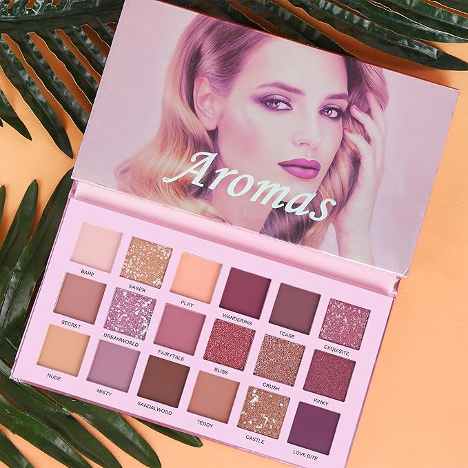 UCANBE Professional 18 Colors Aromas Nude Eyeshadow Palette Long Lasting Multi Reflective Shimmer Matte Glitter Pressed Pearls Eye Shadow Makeup Pallet Kit