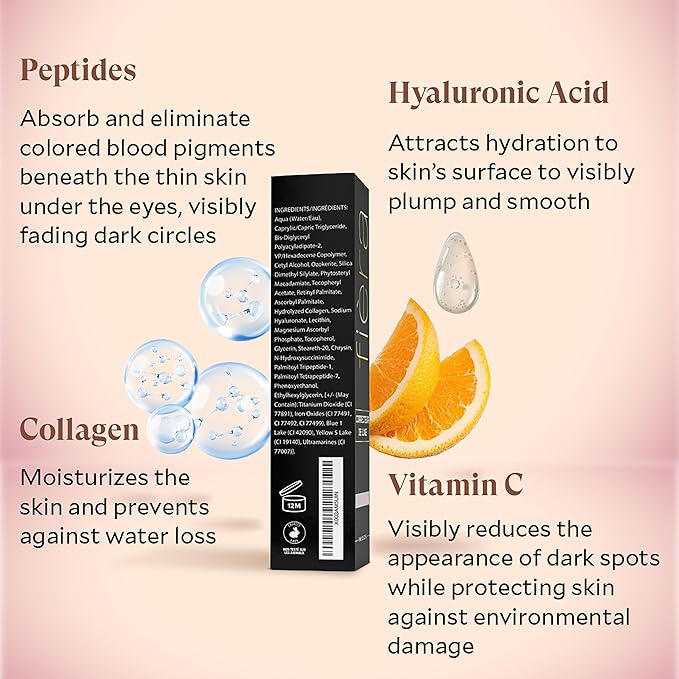 Fièra Luxury Concealer with Anti-Aging - All Day Coverage for Dark Circles, Fine Lines, Wrinkles & Spots - Sand/Sable, 0.5 Ounce