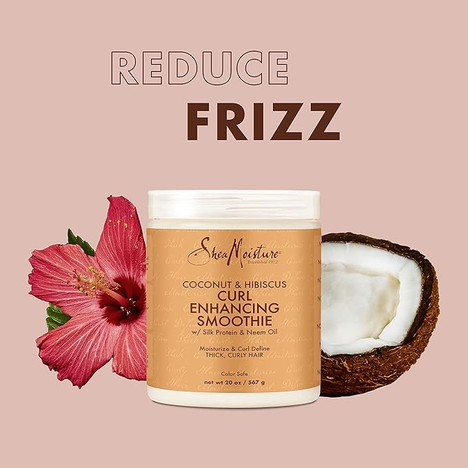 SheaMoisture Curl Enhancing Smoothie Hair Cream Coconut and Hibiscus for Thick, Curly Hair Sulfate Free and Paraben Free Curl Cream 20 oz