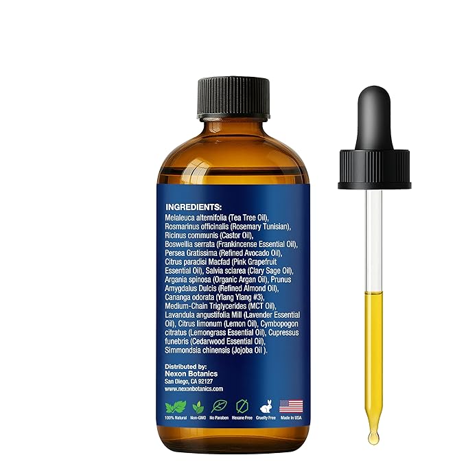 Tea Tree Rosemary Oil for Hair Growth 2 fl oz - Scalp Treatment with Castor, Frankincense & Avocado Oils - For Dry, Damaged Hair - Nexon Botanics