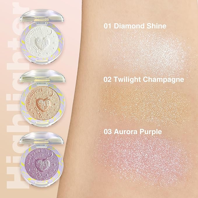 Glitter Sparkly Face Highlighter Makeup Palette Shimmer Radiant Glow Illuminator Iluminadores de Maquillaje 6g (01 Diamond Shine)