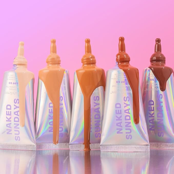 Naked Sundays BeautyScreen™ SPF 50 Mineral Peptide Foundation Tint 2-in-1 Skin Tint & Mineral Sunscreen- Radiant, Buildable Coverage, Acne-Safe (3.5 Light Medium Cool, 1.01 Fl Oz)