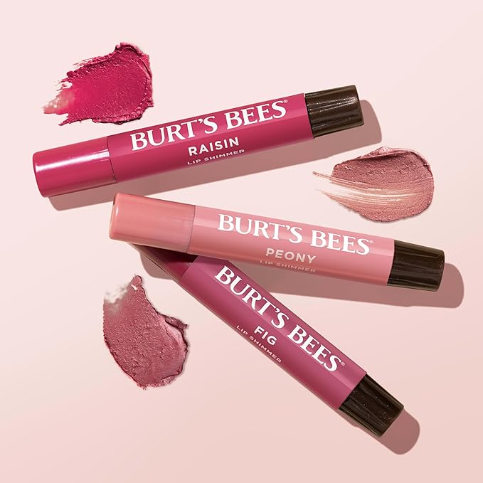 Burt's Bees Lip Shimmer Nude Collection, Tinted Lip Balm Stick, Moisturizing for All Day Hydration with Natural Glowy Pigmented Finish & Buildable Color, 3 Warm Shades; Value Pack, 3 Tubes x 0.09 Oz