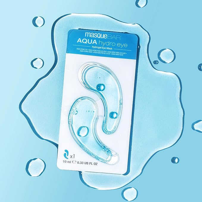 masque BAR Hydrogel Aqua Eye Patches (6 Pairs) with Hyaluronic Acid and Collagen, Korean Under Eye Skincare Treatment, Moisturize & Hydrate Skin Around Eyes, Reduce Fine Lines, Wrinkles