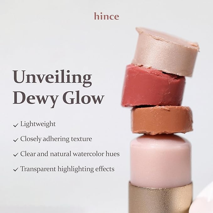 hince True Dimension Radiance Balm 10g - Natural Shimmer Glow Face Highlighter Stick Glow Balm Korean Blush Transparent Color Skin Tone Slim Fitting Texture, Multi Makeup Stick (1, LIGHT, LT001)